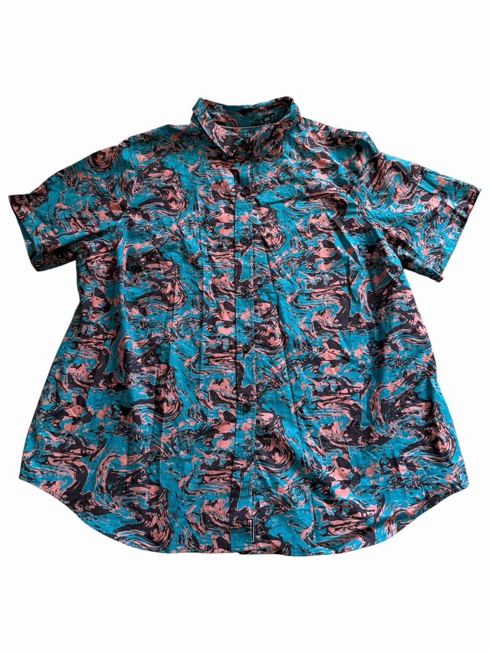 Wildfang Essential Short Sleeve Button Up Shirt Abstract Swirl Print Size 2X NWT
